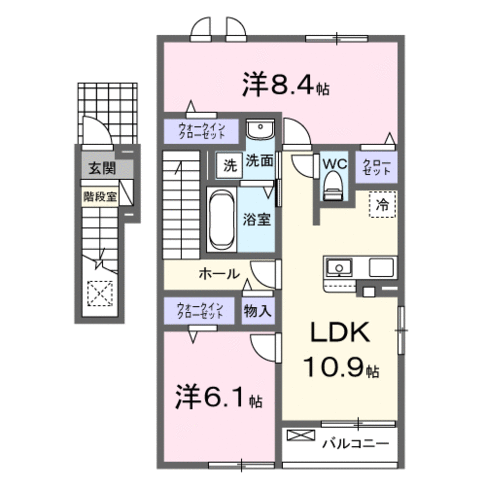 神門　Ⅰ（延岡市　川原崎町）＜2LDK・2階＞