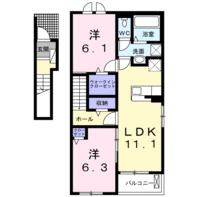 神門　Ⅱ（延岡市　川原崎町）＜2LDK・2階＞