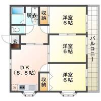 コーポ古川（延岡市　古川町）＜3DK・角部屋＞の間取り図