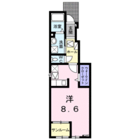 プルメリア　A　（延岡市　川原崎町）＜1K・1階＞の間取り図