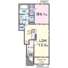 105号室間取り（横窓あり）