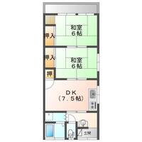 エヌプラン日の出ビル（延岡市　日の出）＜2DK＞の間取り図
