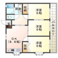 コーポ古川（延岡市　古川町）＜3DK・角部屋＞の間取り図