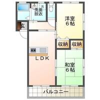 サンハイツK　（延岡市　富美山）＜２LDK＞の間取り図