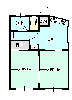 カシヤマハイツ　(延岡市　樫山町）＜２DK＞203号室