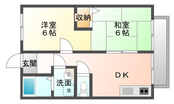 シャンティ別府　（延岡市　別府町）＜２DK＞201号室