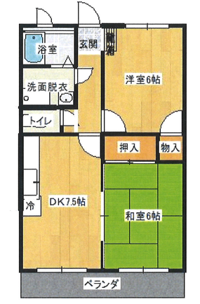 フラットサニーガーデン　（延岡市　大貫町）＜2DK＞106号室