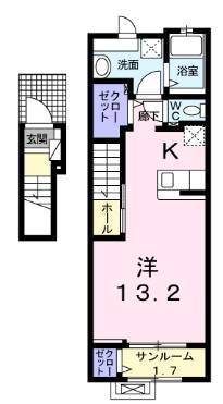 Vent・Vert 　Ⅲ（延岡市　平原町）＜1K・2階＞202号室