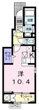 ラベンダーＡ　(延岡市　川原崎)＜1階・1K＞101号室